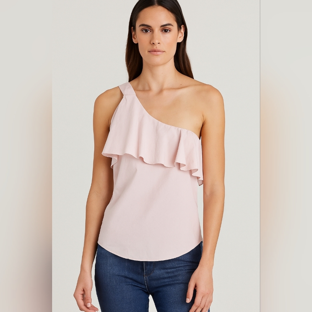 Alice + Olivia X Stacey Bendet One Sleeve Ruffle Blouse Xs blush new cotton